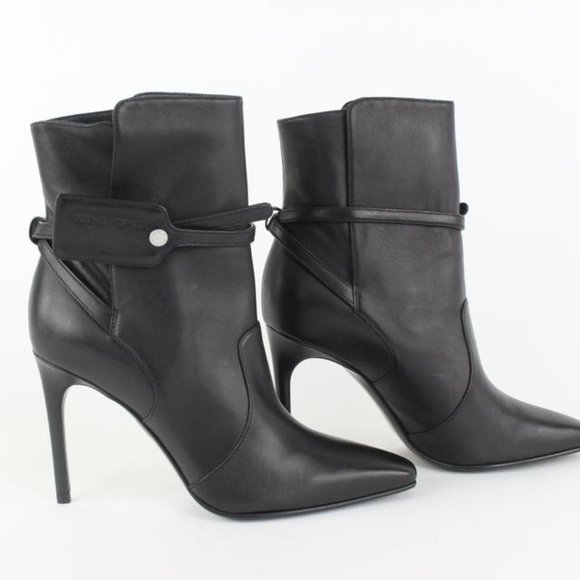 Off-White™ Sz 38 Black Leather Ziptie Bootie 106of14 - Picture 4 of 12